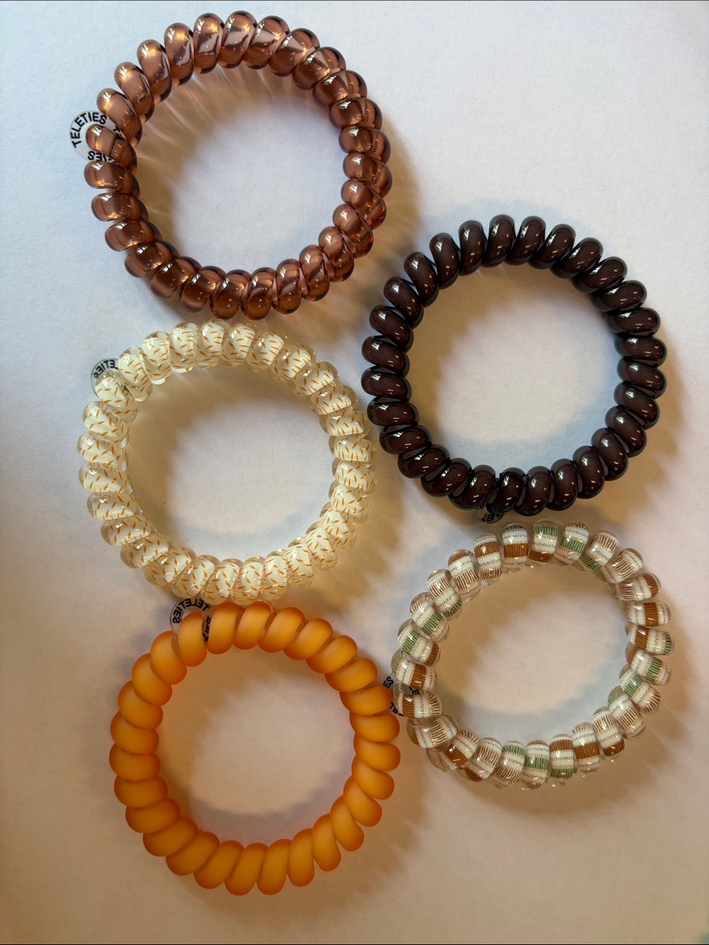Teleties Women’s Assorted Coil Hair Ties - Brown, Cream, Amber, Clear, Orange